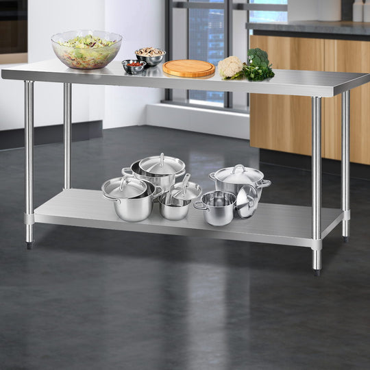 1829X610Mm Stainless Steel Kitchen Bench, Kitchen Sinks
