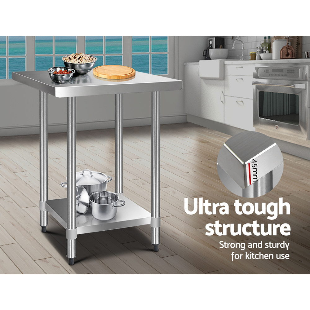 Cefito 762 x 762mm Commercial Stainless Steel Kitchen Bench on Afterpay | ZipPay | LayBuy | Klarna