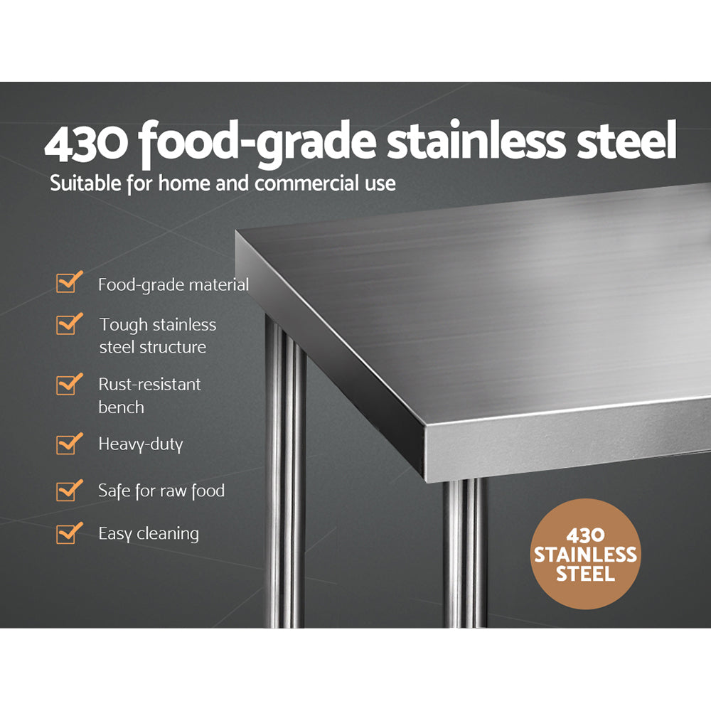 1829x760mm Stainless Steel Kitchen Bench Commercial Food Prep Table