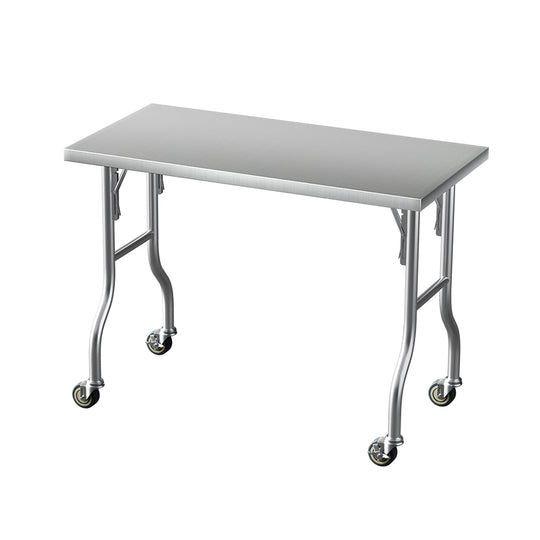 Stainless Steel Kitchen Benches Work Bench Wheels 122X61CM