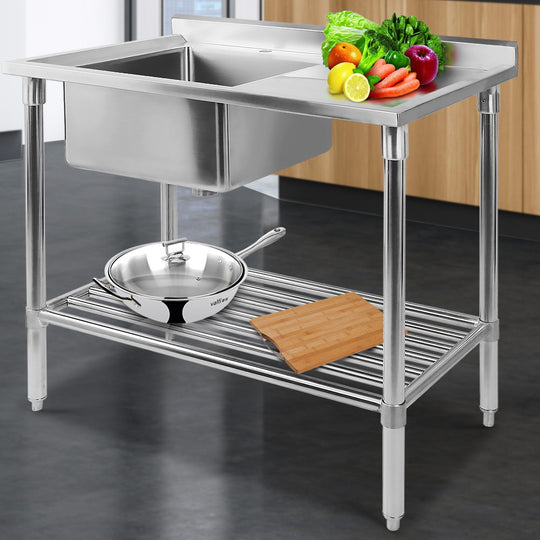 100x60cm Stainless Steel Kitchen Sink Bench 304 Durable Workstation, Kitchen Sinks