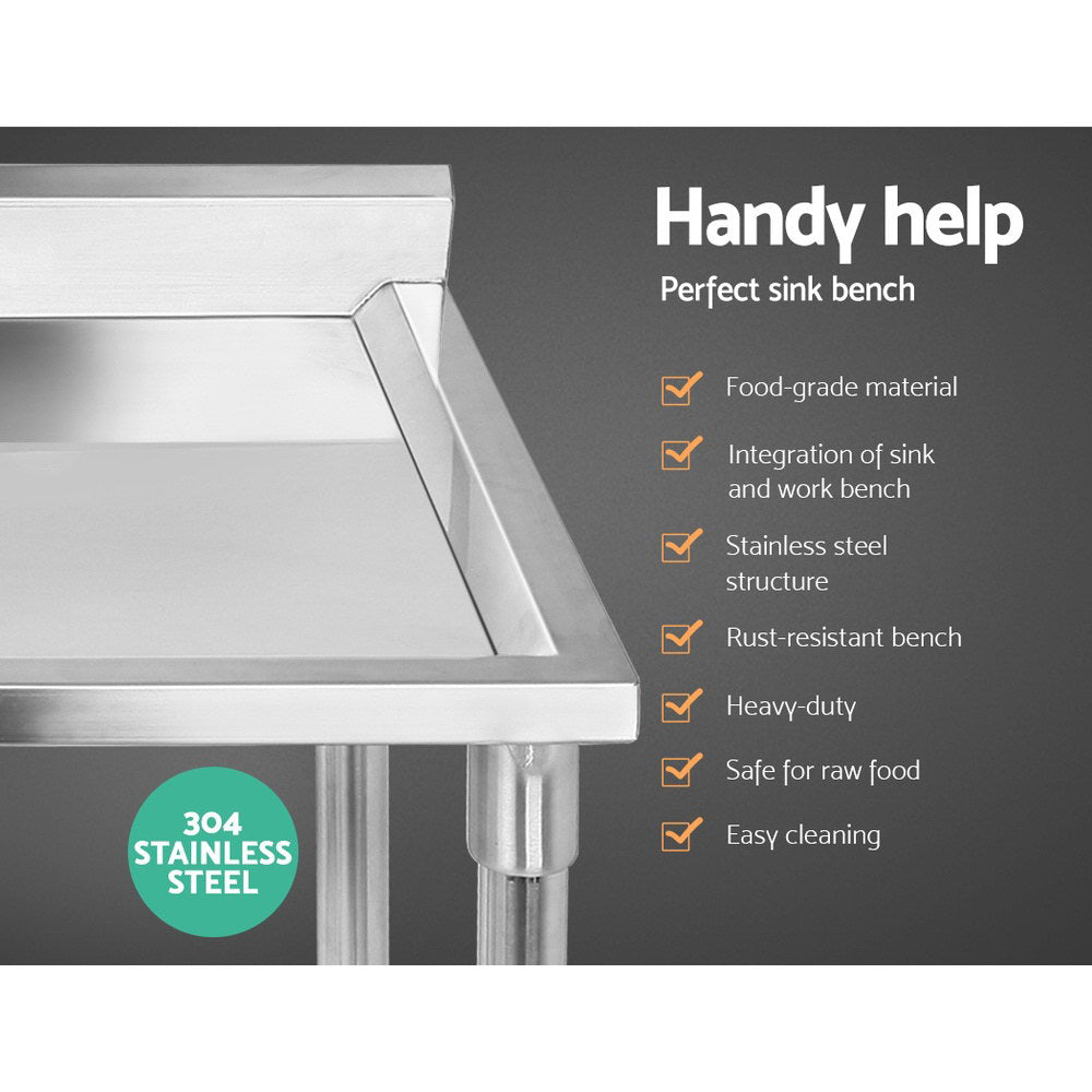100x60cm Stainless Steel Kitchen Sink Bench 304 Durable Workstation