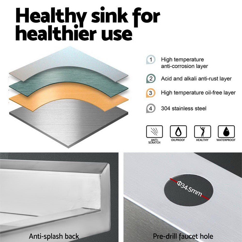 100x60cm Stainless Steel Kitchen Sink Bench 304 Durable Workstation