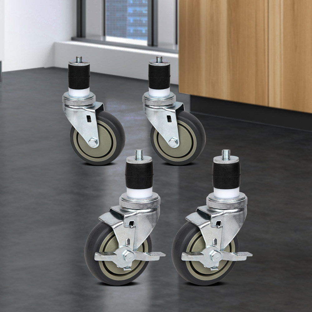 4" Swivel Castor Wheels Stainless Steel Kitchen Bench Set Of 4