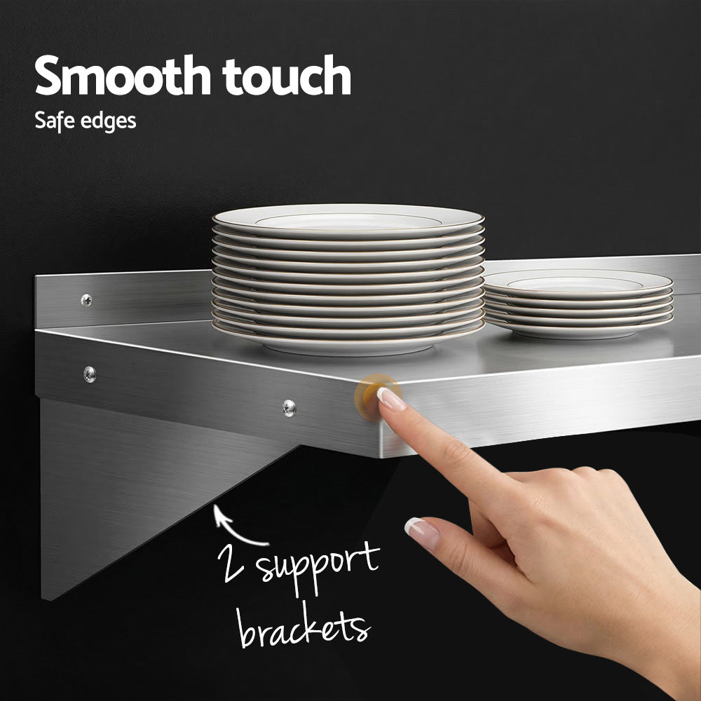 Stainless Steel Kitchen Wall Shelf 1200mm 2PCS | Simpledeals