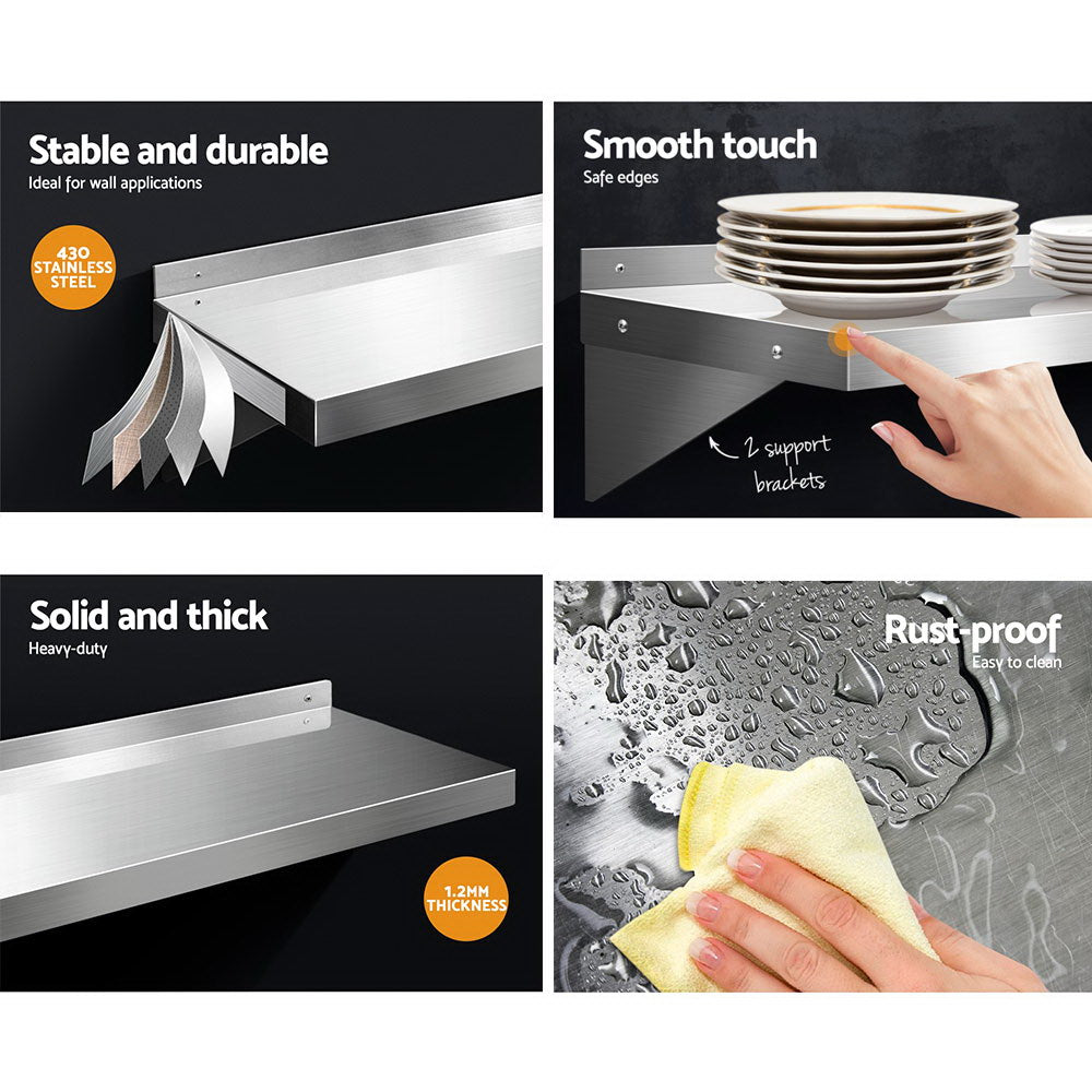 1800Mm Stainless Steel Kitchen Wall Shelf Mounted Rack