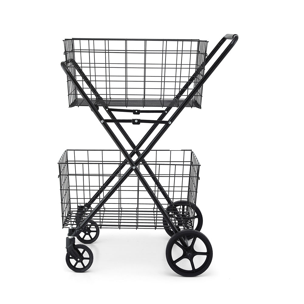 Foldable Trolley Cart Shopping Cart with Wheels Portable Grocery Carrier, Utility Trolleys - photo 7