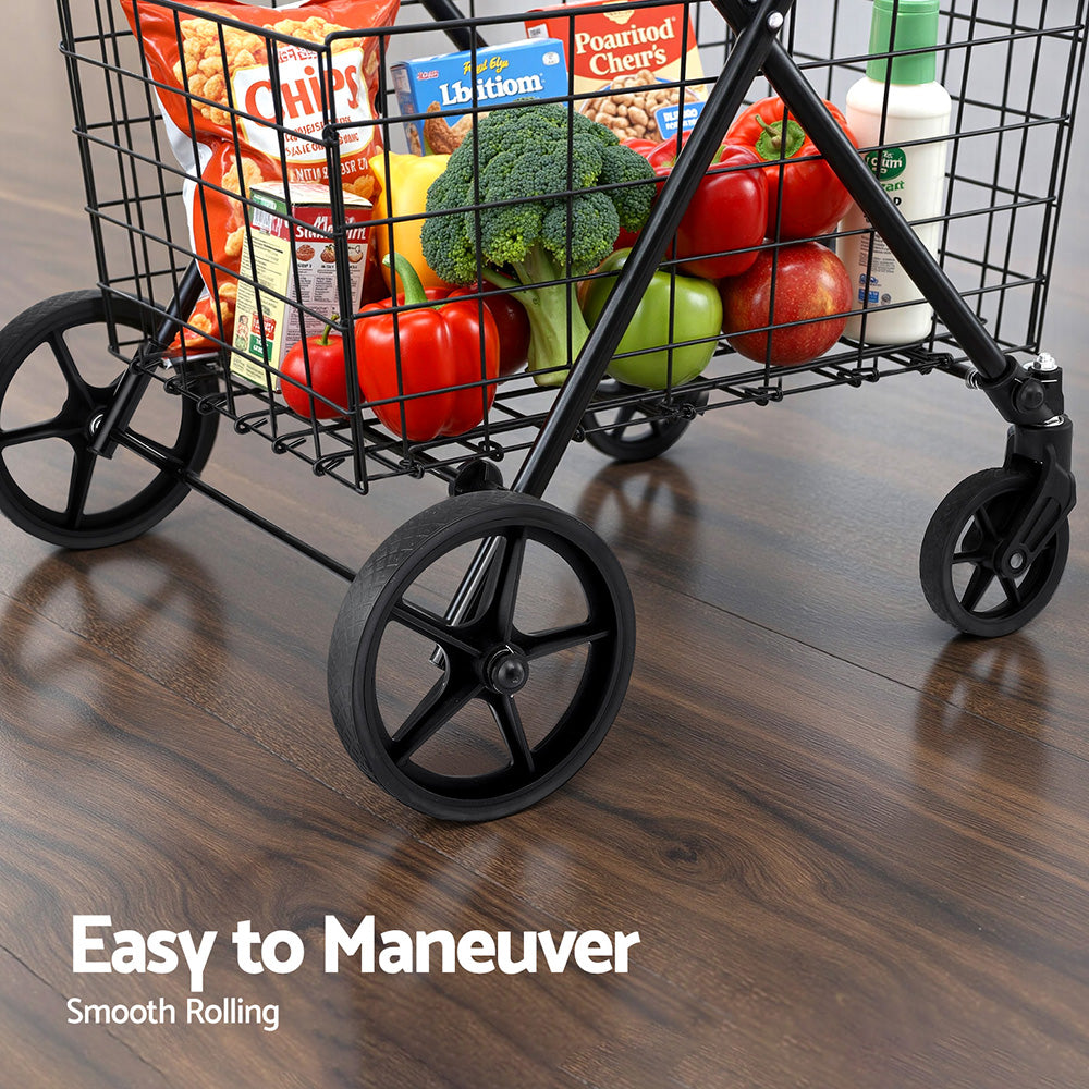 Utility Trolleys - Foldable Trolley Cart Shopping Cart with Wheels Portable Grocery Carrier