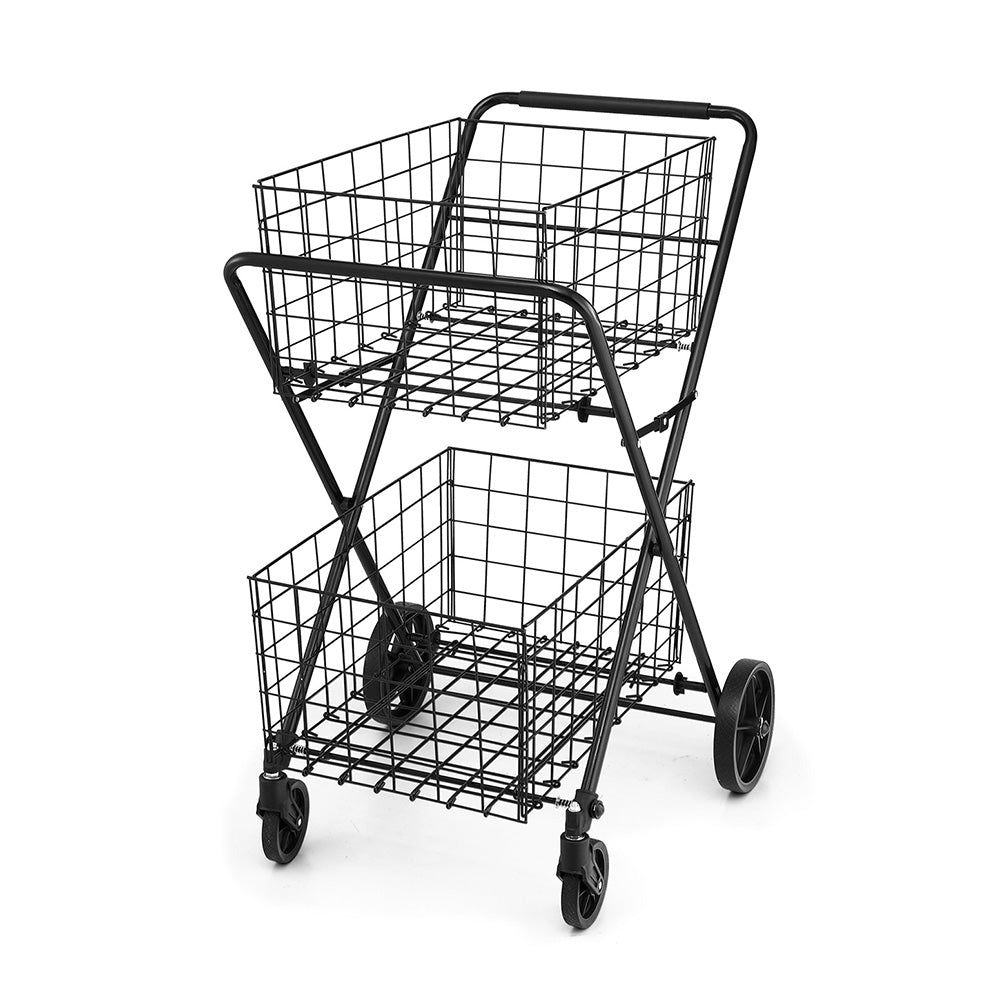 Foldable Trolley Cart Shopping Cart with Wheels Portable Grocery Carrier, Utility Trolleys