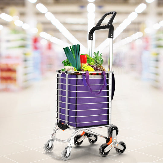 Kitchen & Dining Trolleys - Foldable Shopping Cart Trolley 35L Grocery Bag Rolling Wheel Portable