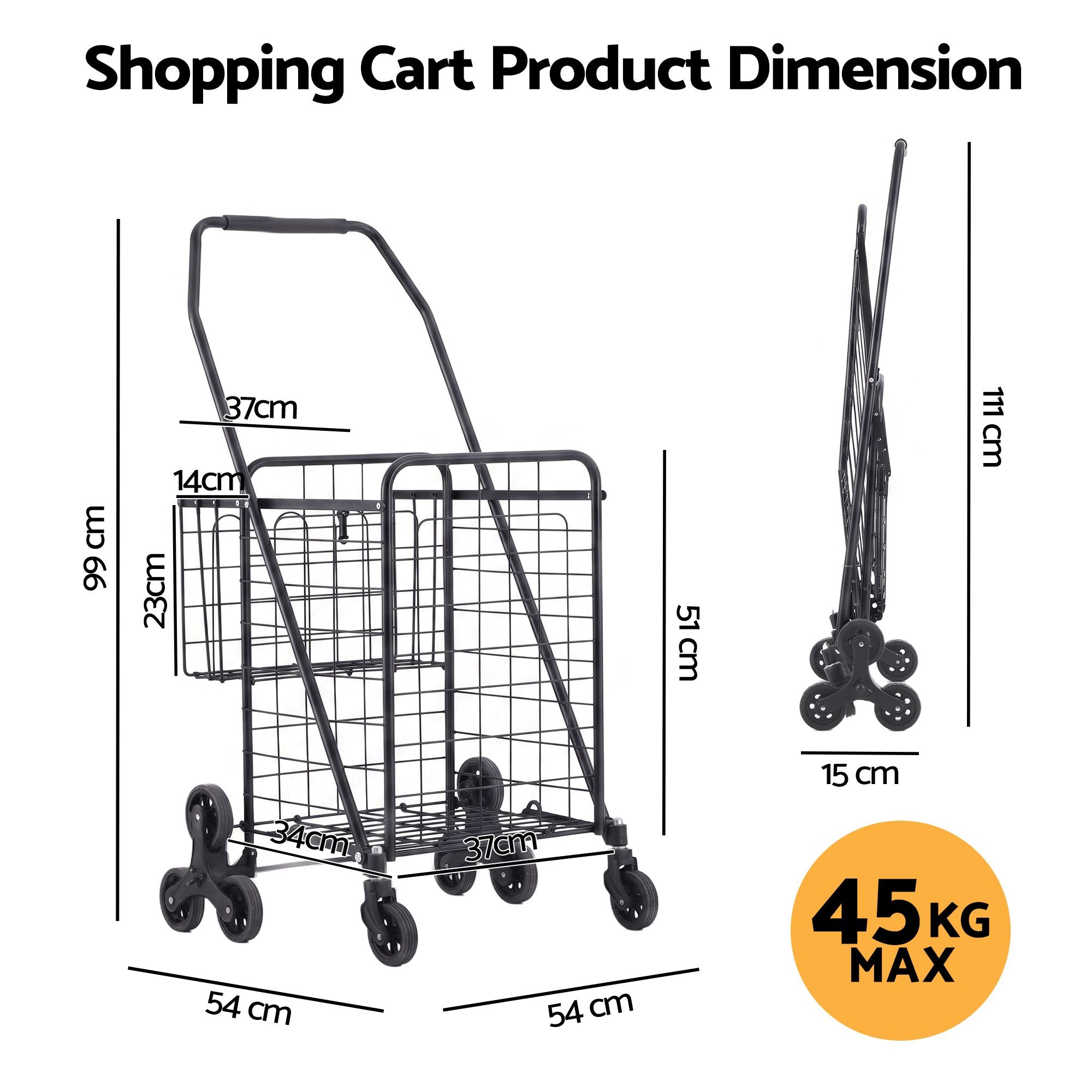 Folding Shopping Trolley Cart Aluminium 45kg | Simpledeals
