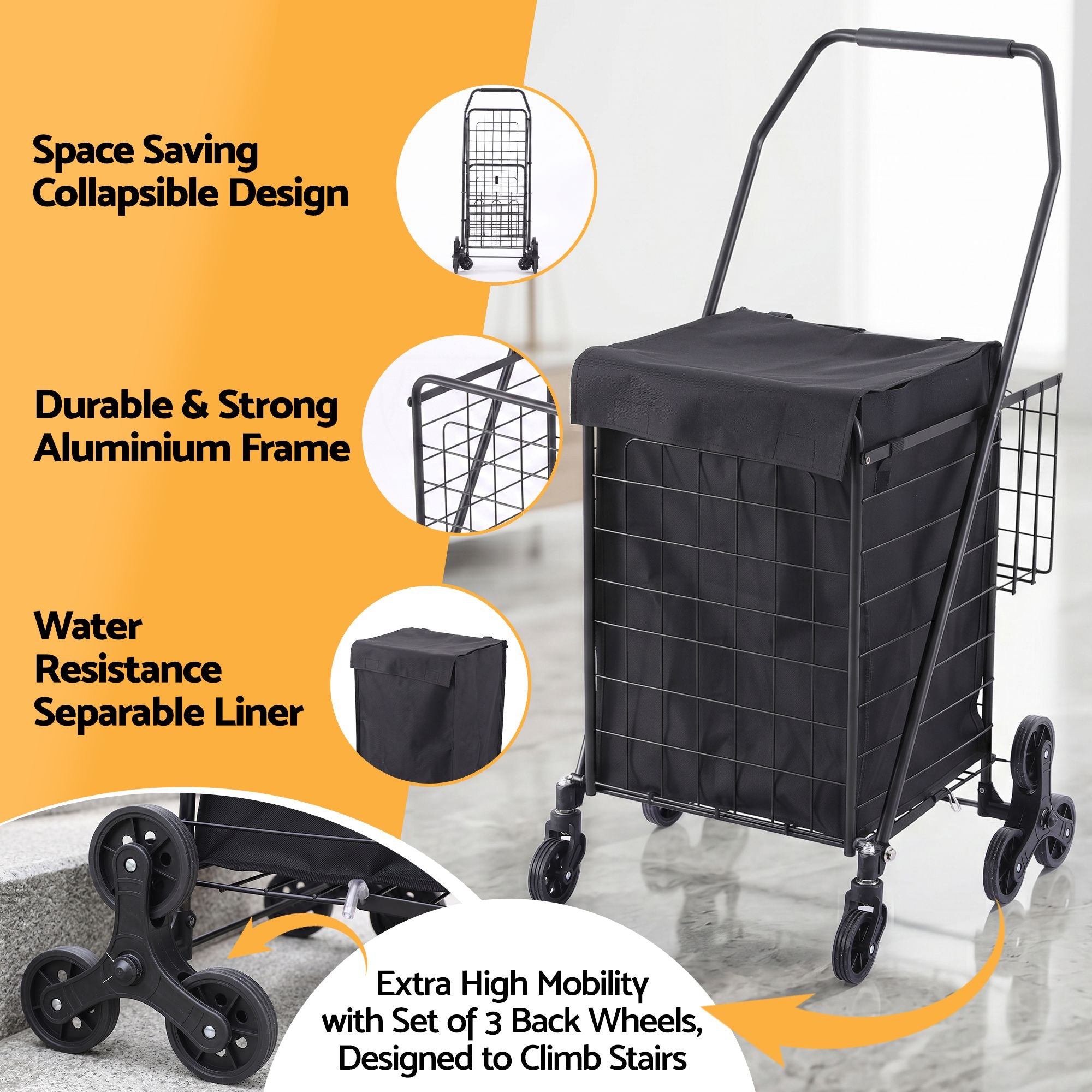 Folding Shopping Trolley Cart Aluminium 45kg | Simpledeals