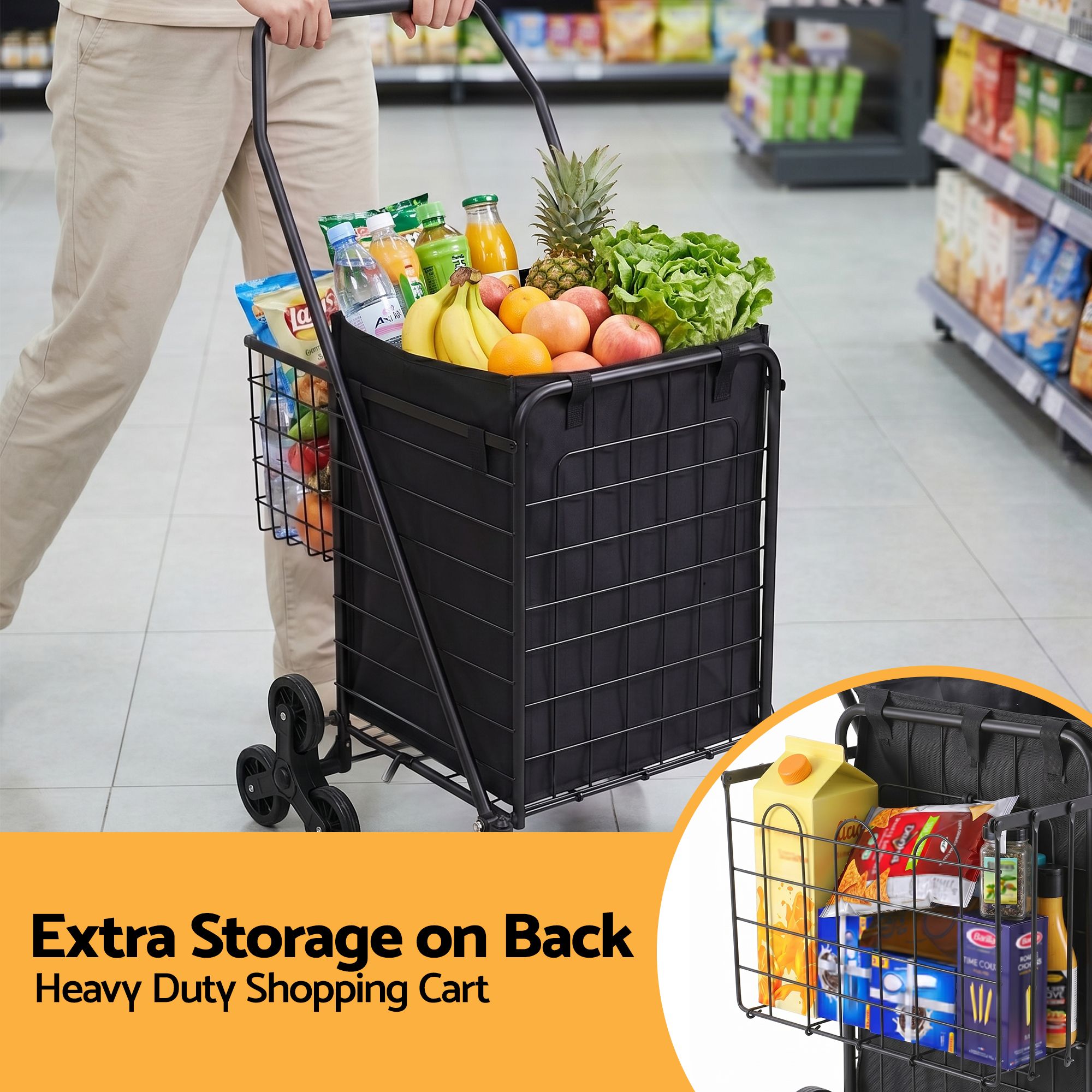 Folding Shopping Trolley Cart Aluminium 45kg | Simpledeals