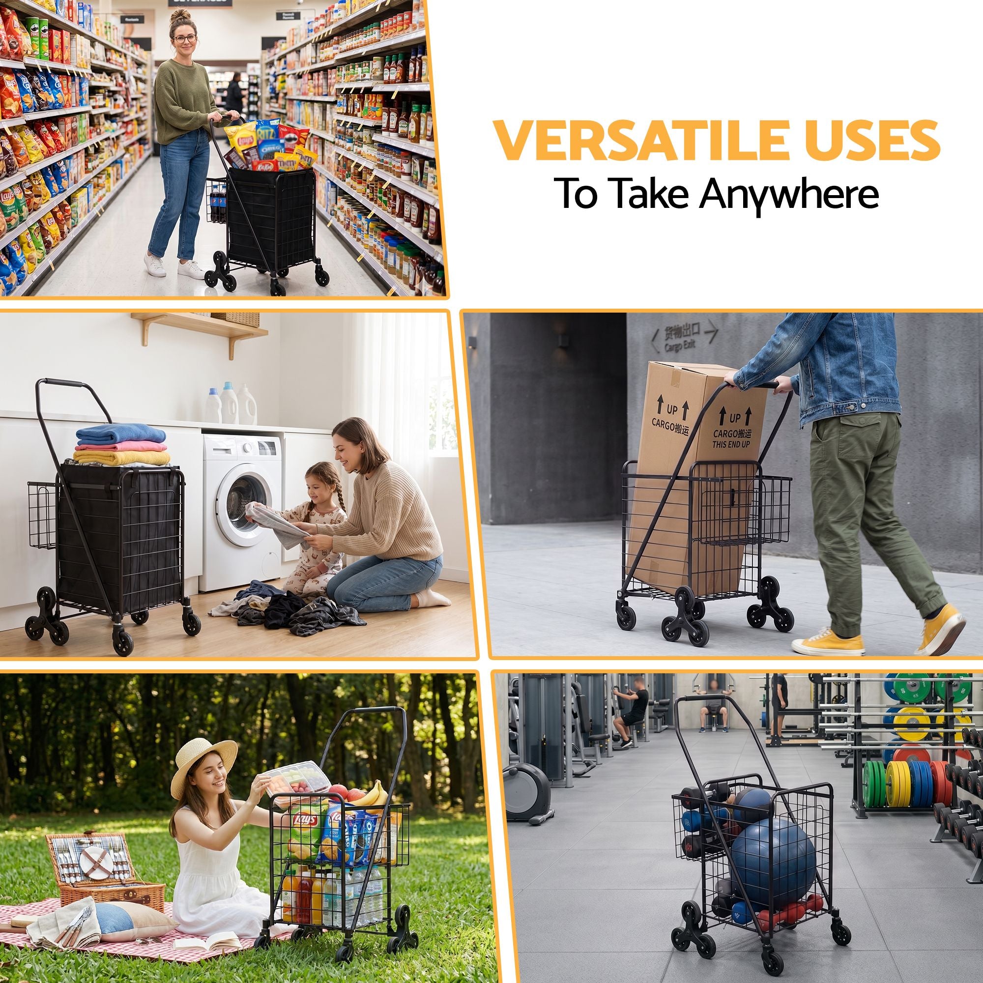 Folding Shopping Trolley Cart Aluminium 45kg | Simpledeals