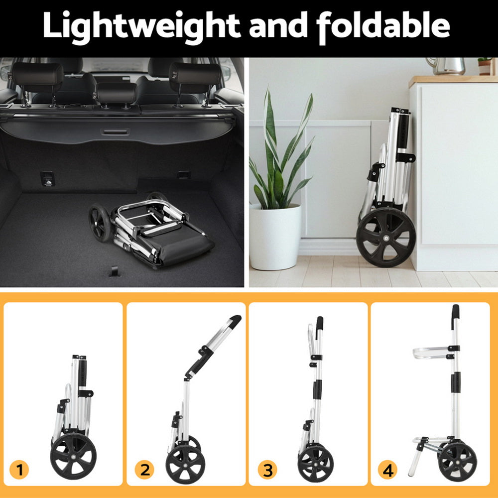 Foldable Shopping Cart Trolley Grocery Storage Portable Aluminum 45Kg