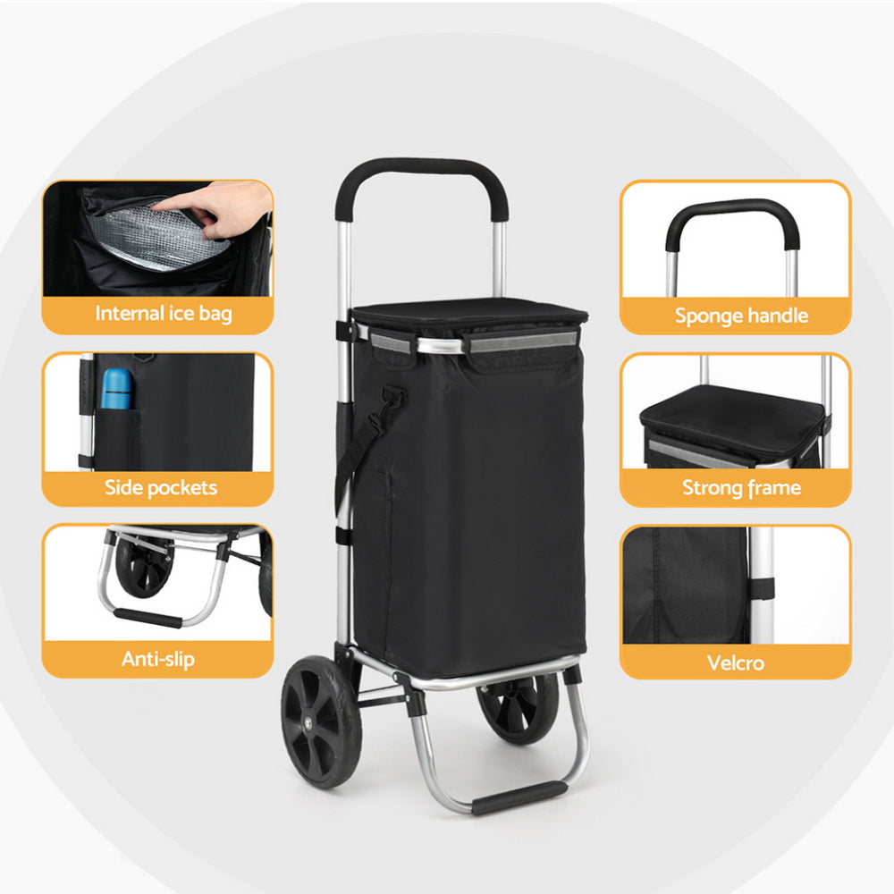 Foldable Shopping Cart Trolley Grocery Storage Portable Aluminum 45Kg