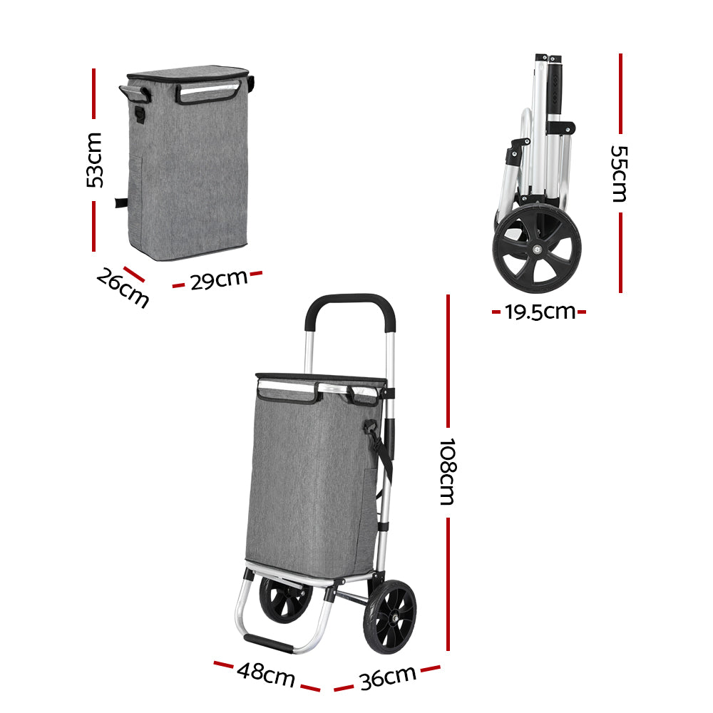 Shopping Trolley Cart 45Kg Foldable Grey