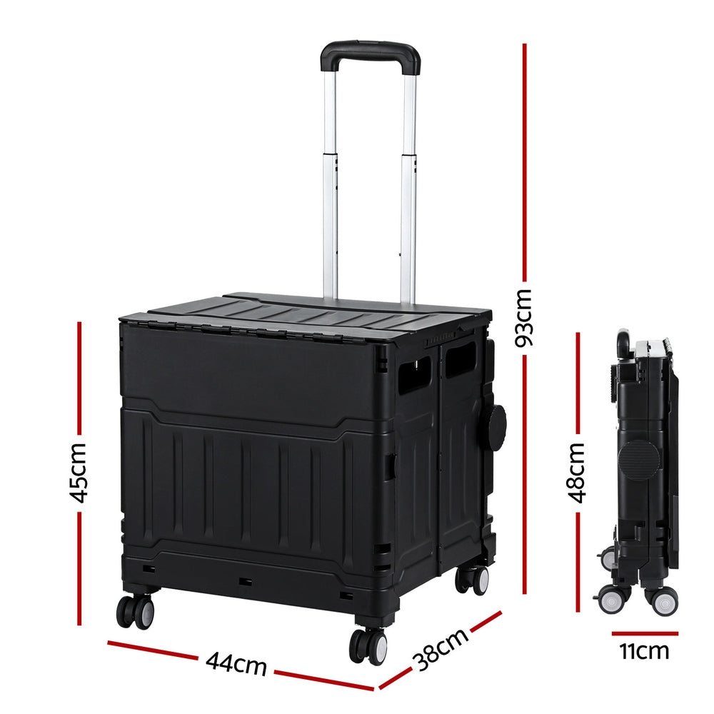 Shopping Trolley Cart 75L Foldable Black/Green/White