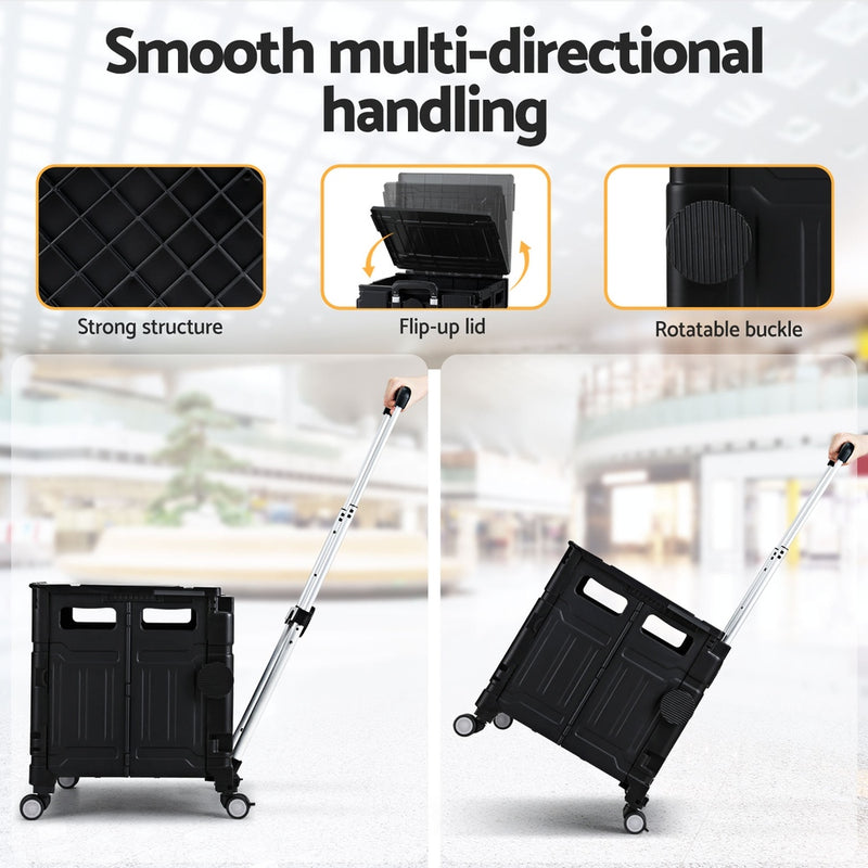 Shopping Trolley Cart 75L Foldable Black/Green/White