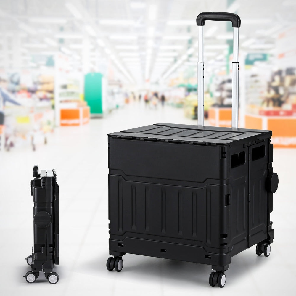 Shopping Trolley Cart 75L Foldable Black/Green/White