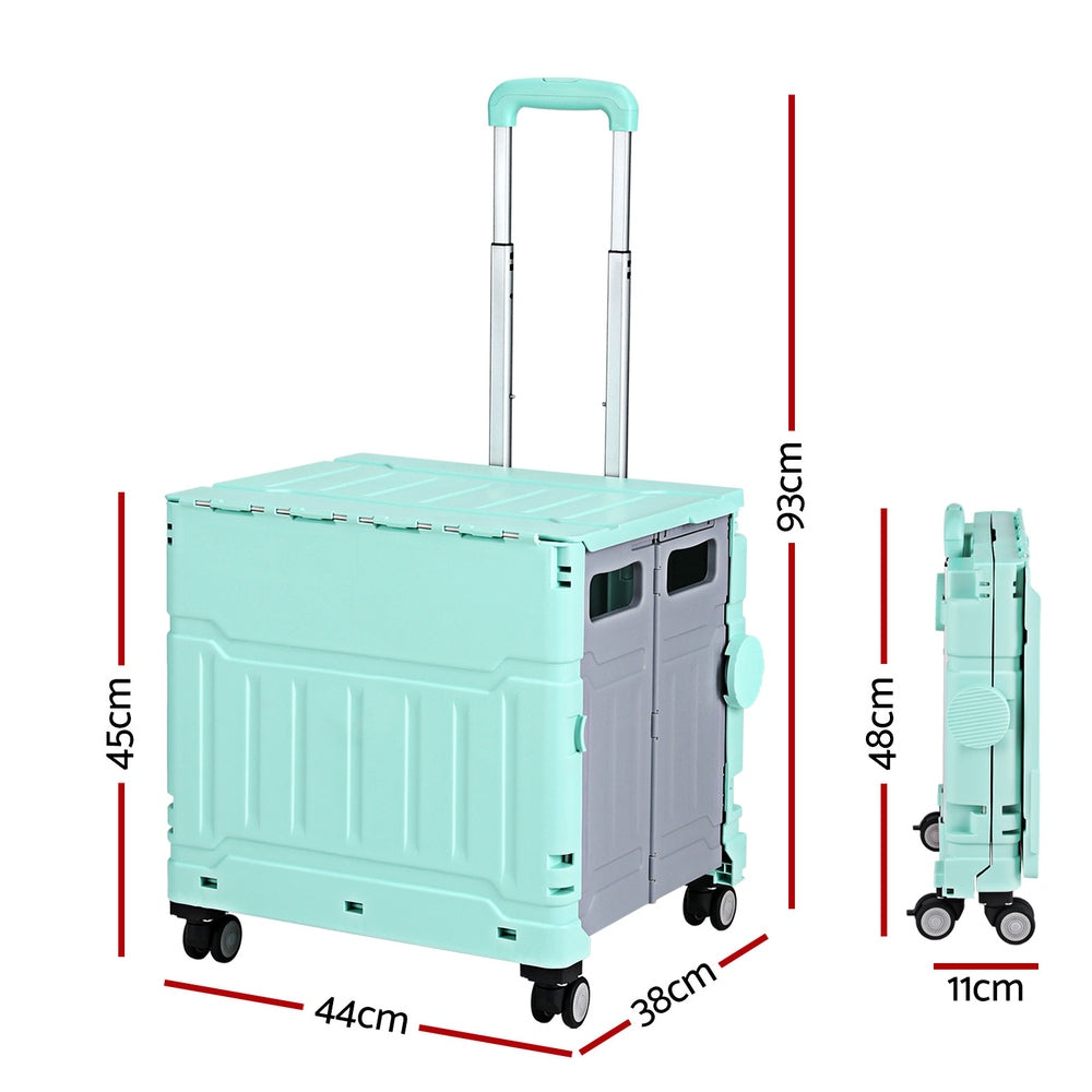 Shopping Trolley Cart 75L Foldable Black/Green/White