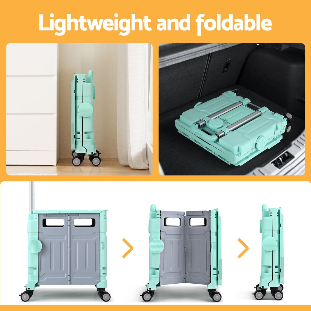 Shopping Trolley Cart 75L Foldable Black/Green/White