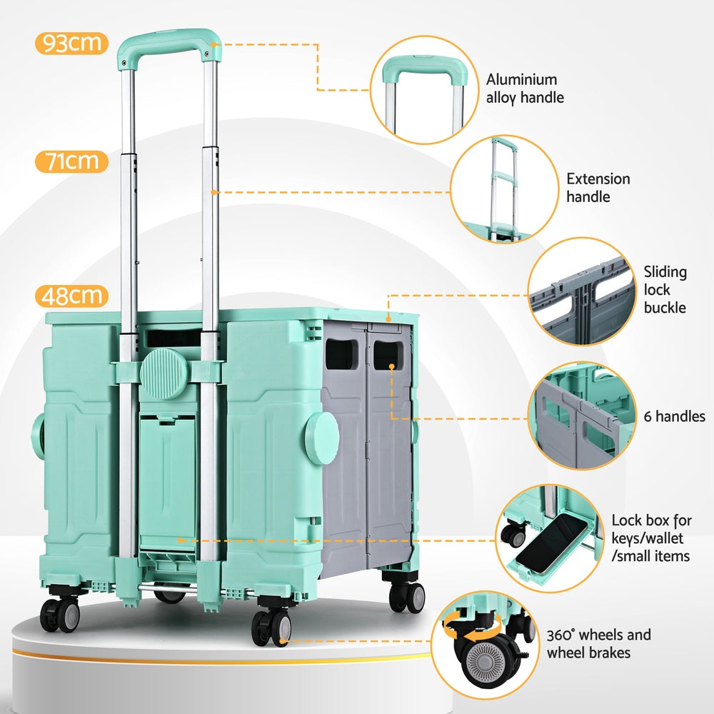 Shopping Trolley Cart 75L Foldable Black/Green/White
