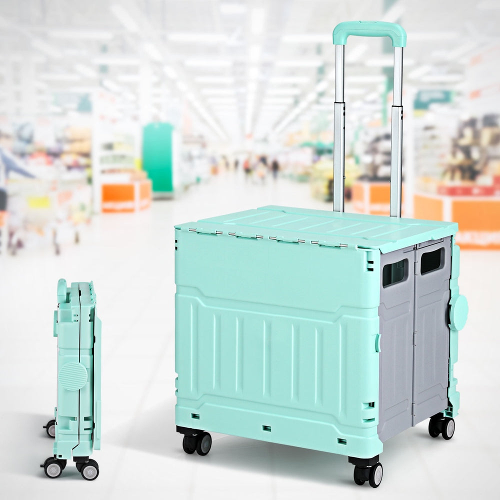 Shopping Trolley Cart 75L Foldable Black/Green/White