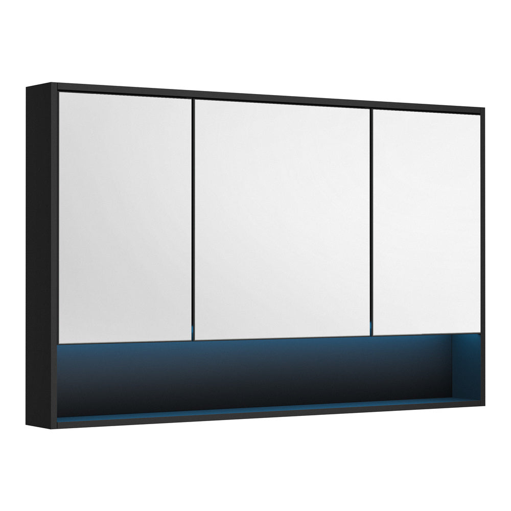 Bathroom Mirror Cabinet LED Wall Storage Black/White