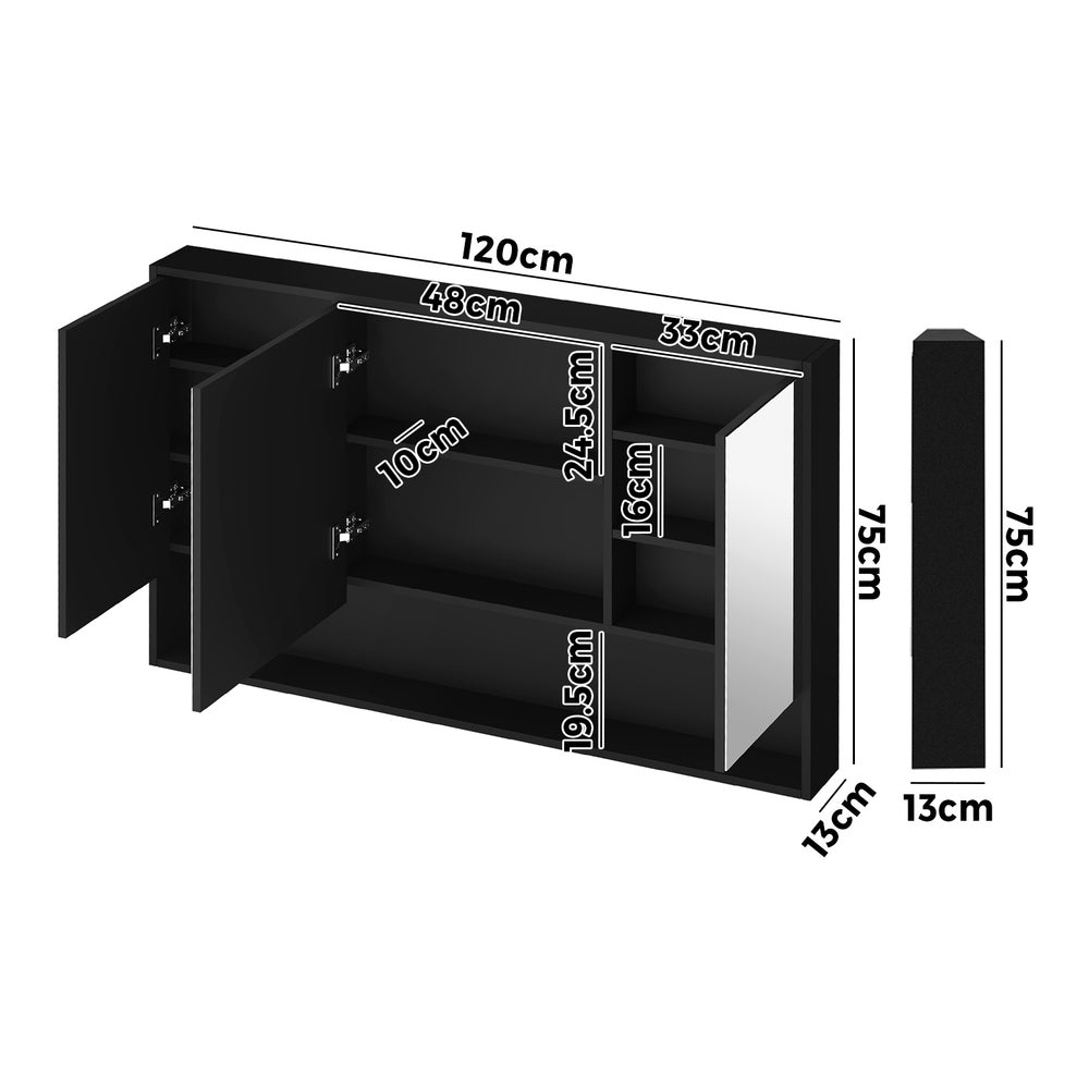 Bathroom Mirror Cabinet LED Wall Storage Black/White