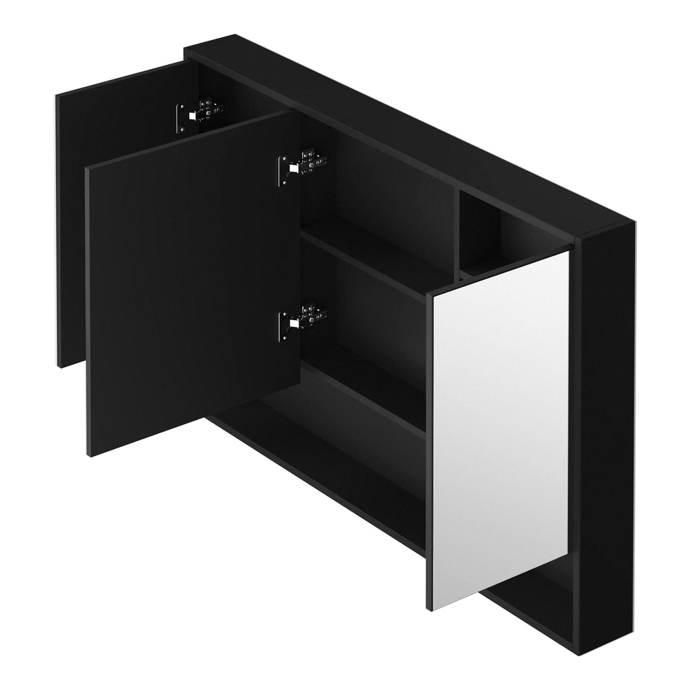 Bathroom Mirror Cabinet LED Wall Storage Black/White
