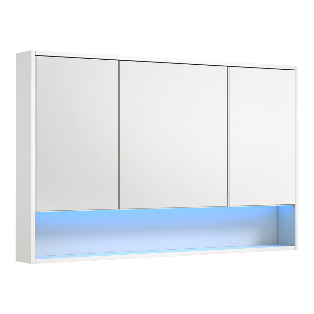 Bathroom Mirror Cabinet LED Wall Storage Black/White