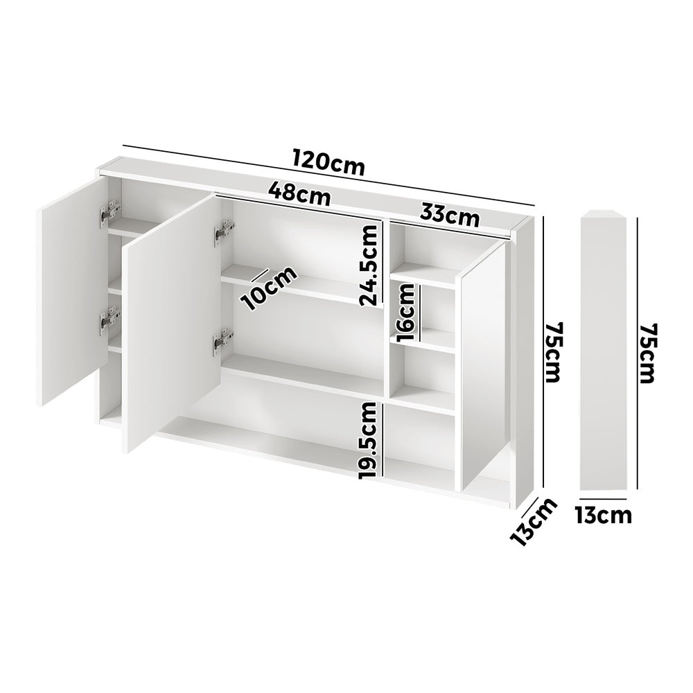 Bathroom Mirror Cabinet LED Wall Storage Black/White