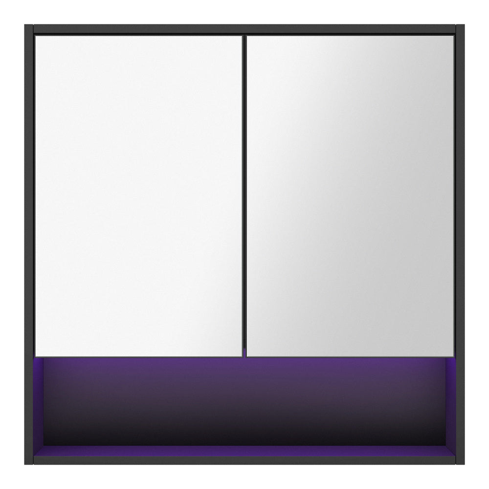 Bathroom Mirror Cabinet LED Wall Storage Black/White