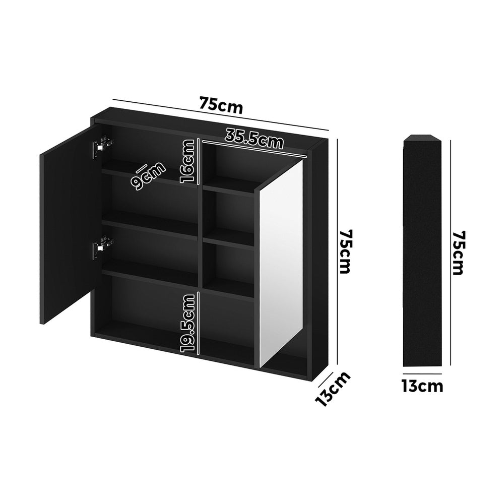 Bathroom Mirror Cabinet LED Wall Storage Black/White