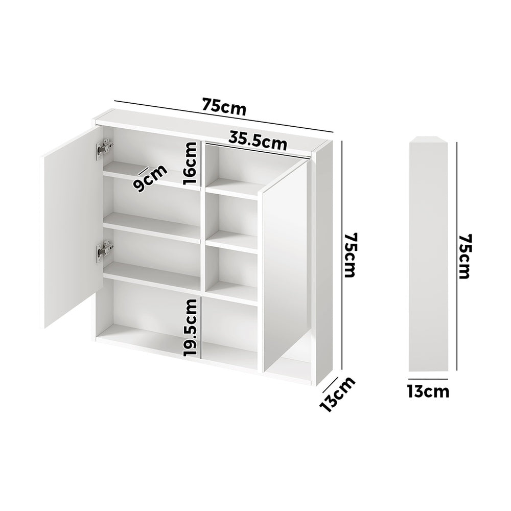 Bathroom Mirror Cabinet LED Wall Storage Black/White