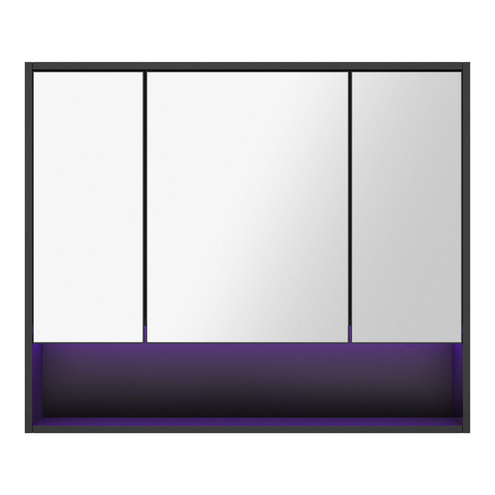 Bathroom Mirror Cabinet LED Wall Storage Black/White
