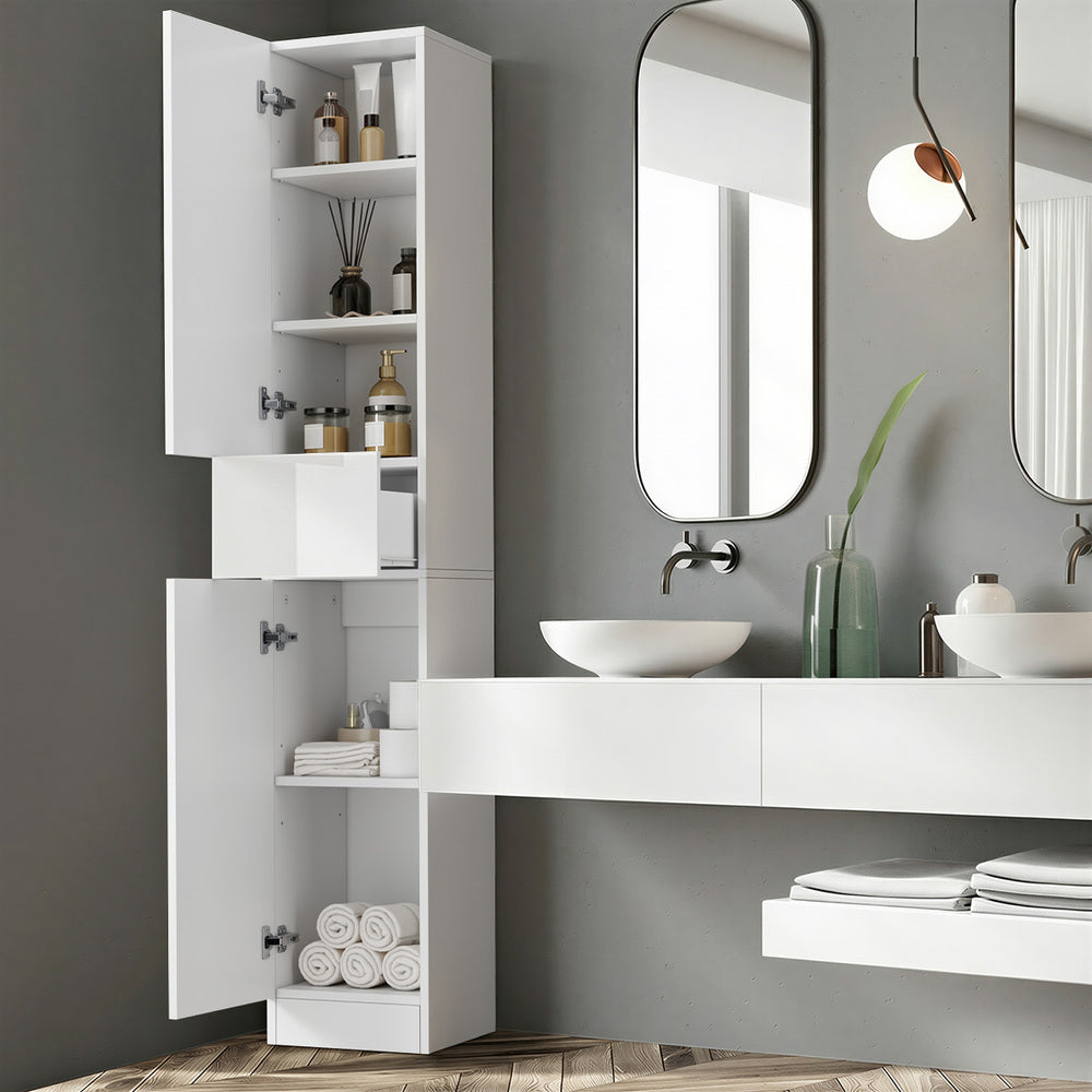 Tall Bathroom Storage Cabinet Slim White | Simpledeals