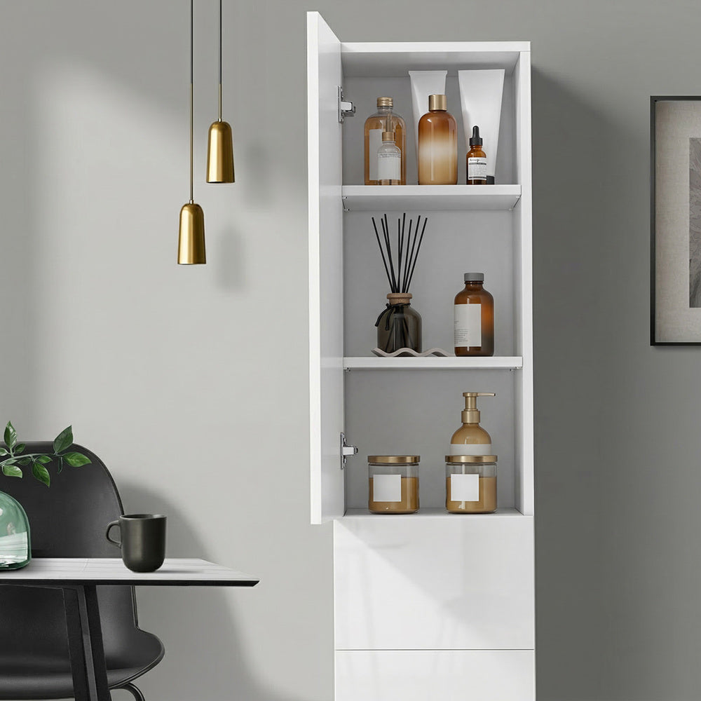Tall Bathroom Storage Cabinet Slim White | Simpledeals