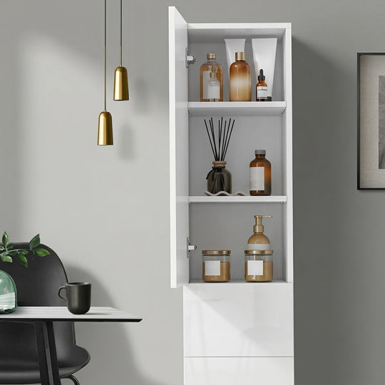 Tall Bathroom Storage Cabinet Slim White | White colour