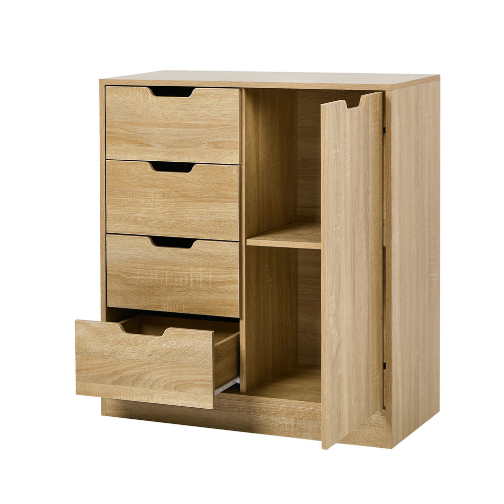 Storage Cabinet Buffet 4 Drawer Freestanding Cupboard Natural