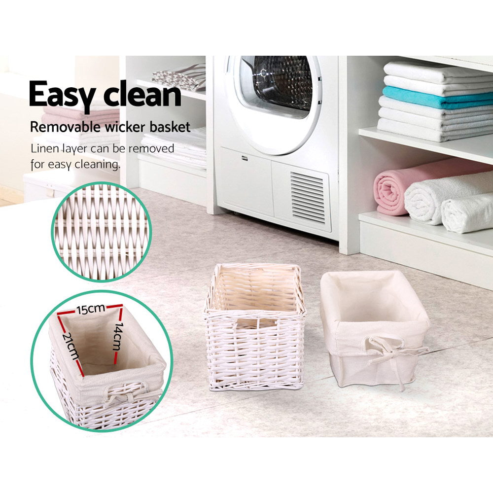 2X Bedside Table 1 Drawer with Basket Rustic White
