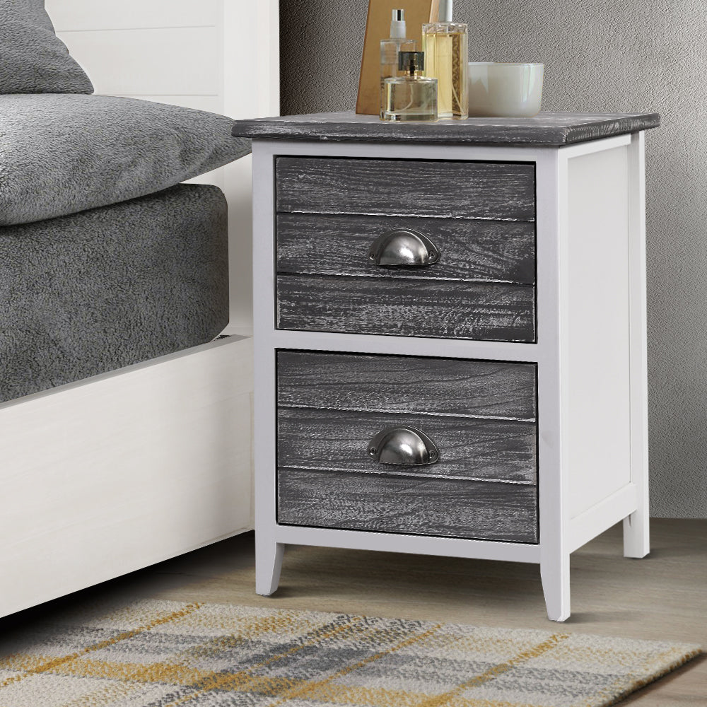 Pair of grey vintage bedside tables