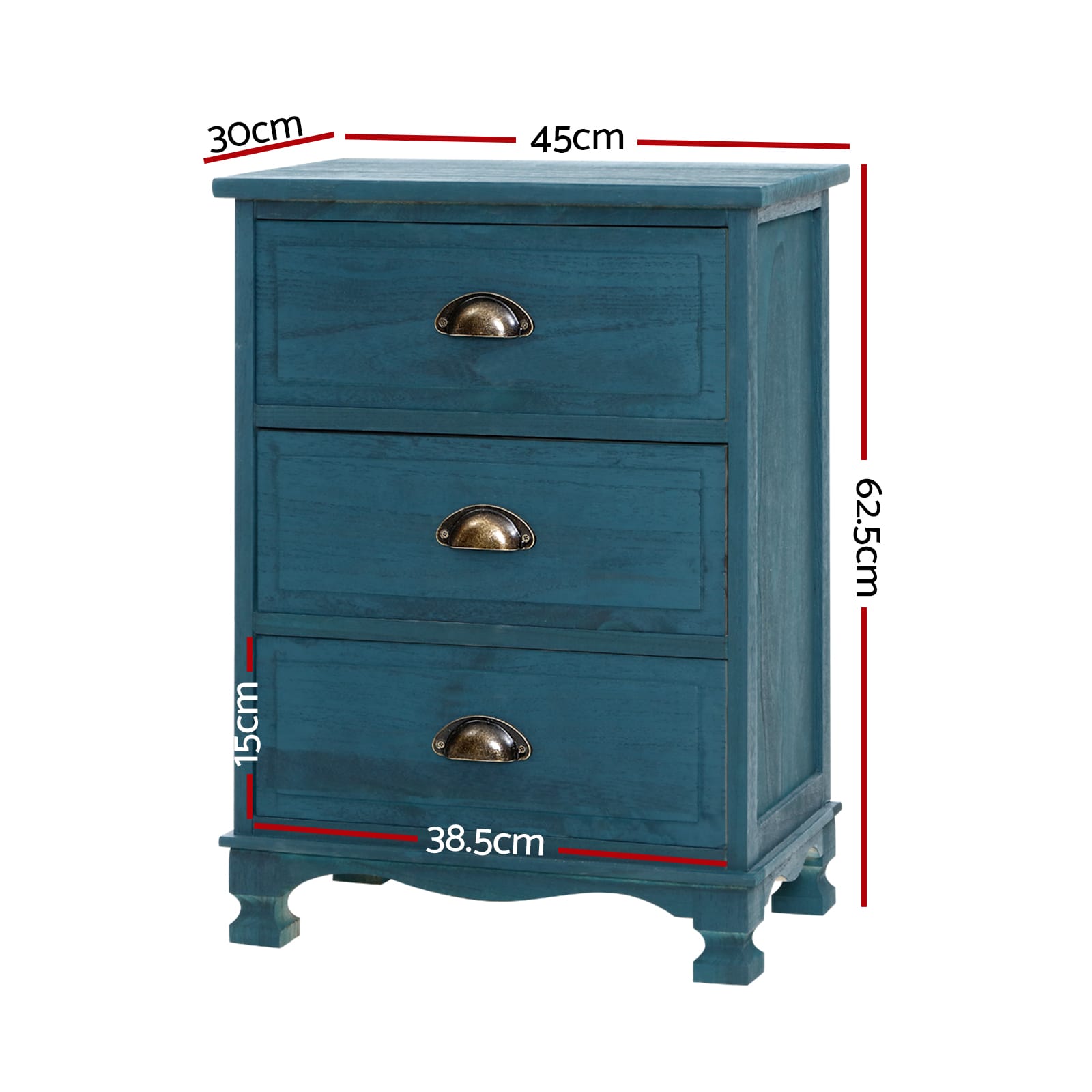 Bedside Table Vintage Blue 37x22x13.5cm
