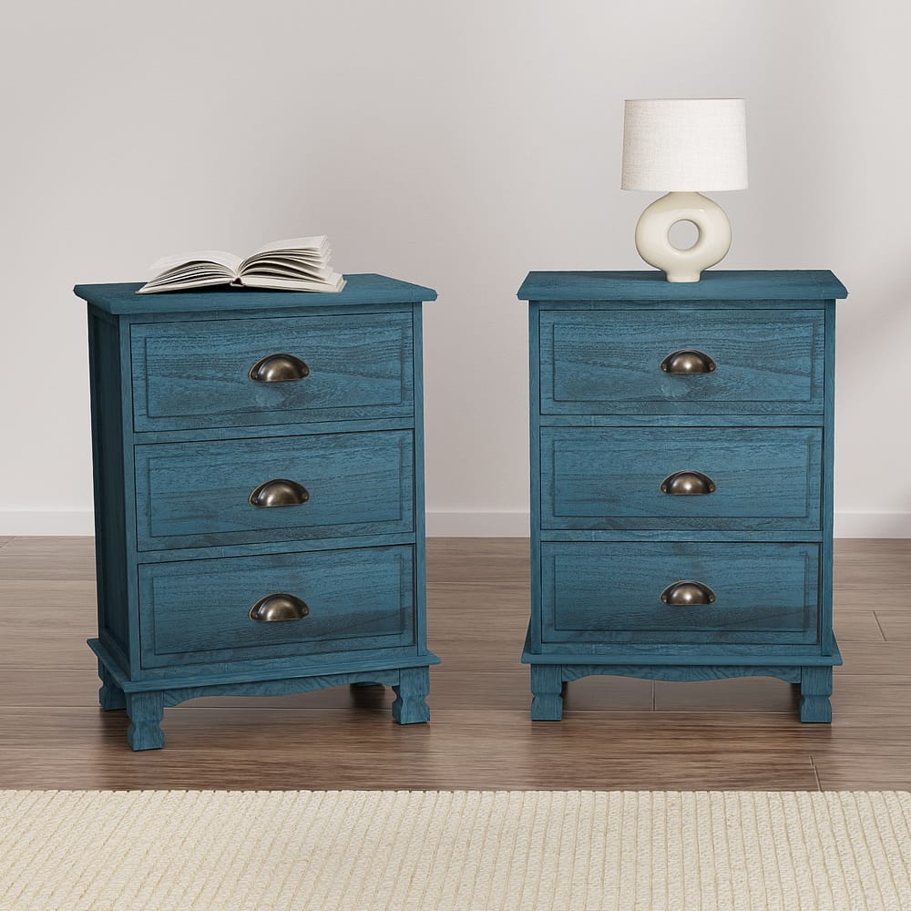 Bedside Table Vintage Blue 37x22x13.5cm