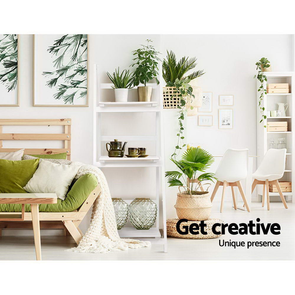 Bookshelf Corner Shelf 3 Tiers - Zane White