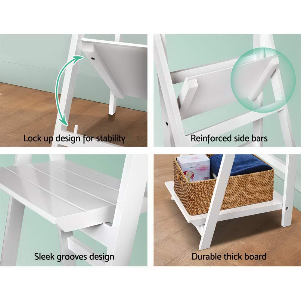 Bookshelf Corner Shelf 3 Tiers - Zane White
