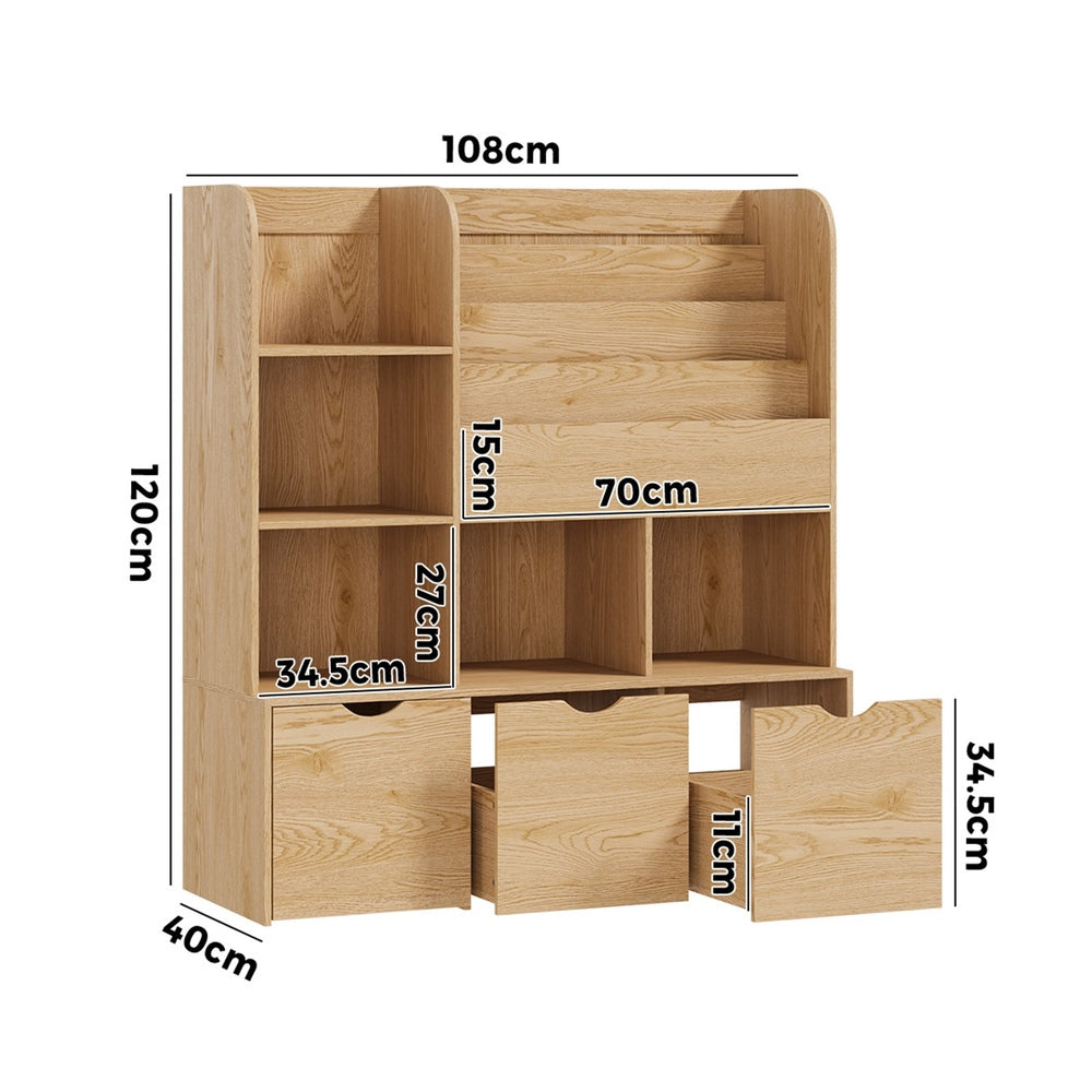 Kids Bookcase Toy Organiser Storage Natural | Simpledeals