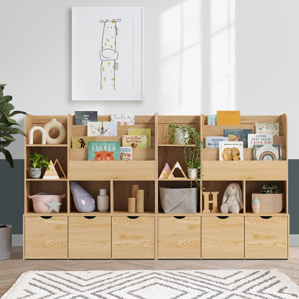 Kids Bookcase Toy Organiser Storage Natural | Simpledeals