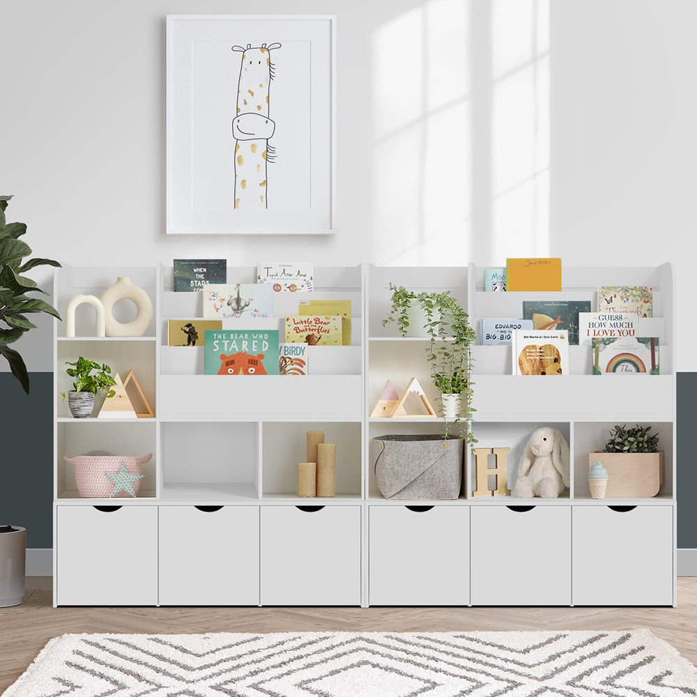 Kids Bookcase Toy Organiser Cabinet With Chest
